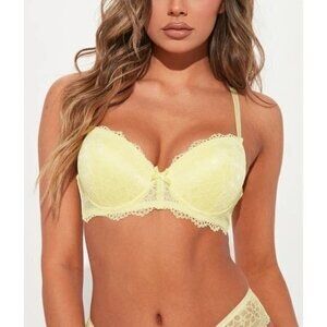 Demi extreme Push up Sweet Thang Yellow Lace‎ Bra Size 36C RefFNB